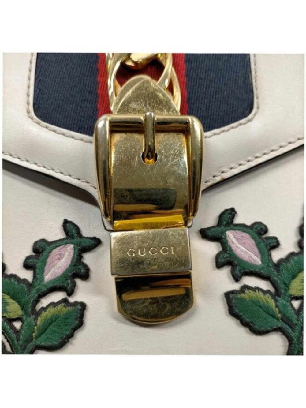 Authentic Gucci Sylvie Mini Floral Embroidered Leather Top Handle Crossbody Bag - Picture 8 of 16